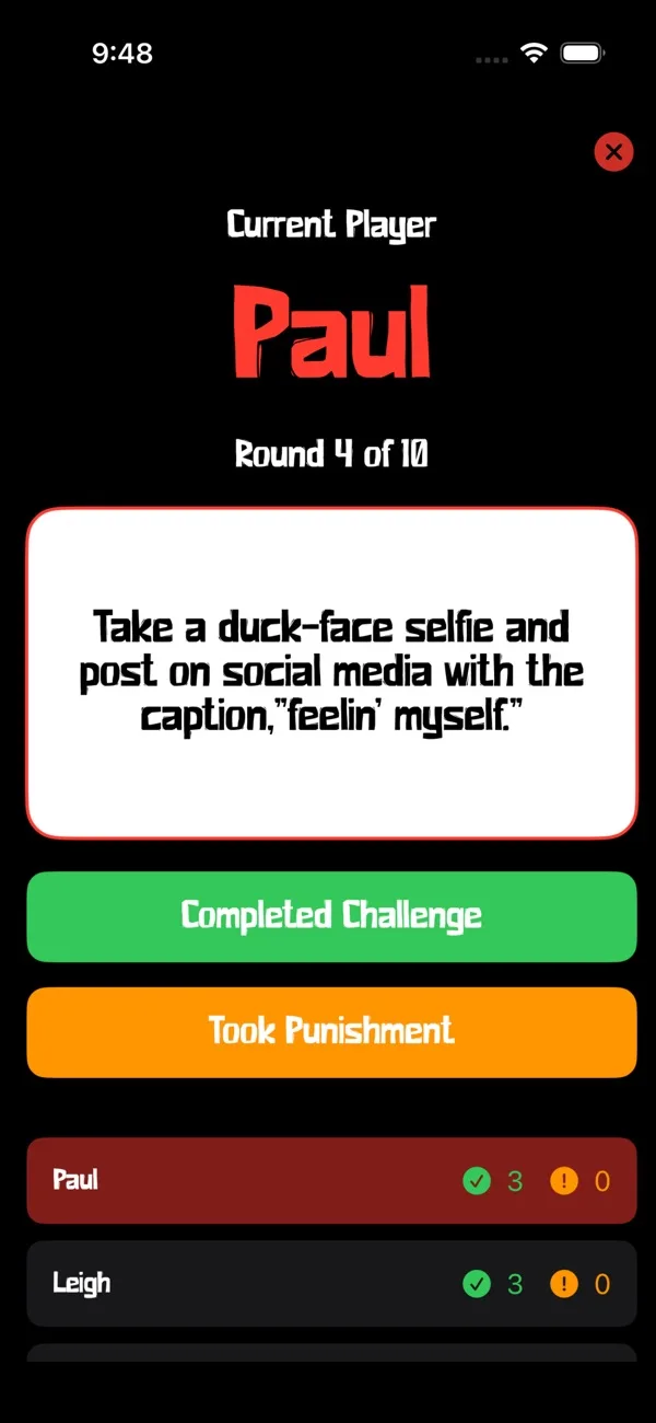 An Exposed challenge card mid-game